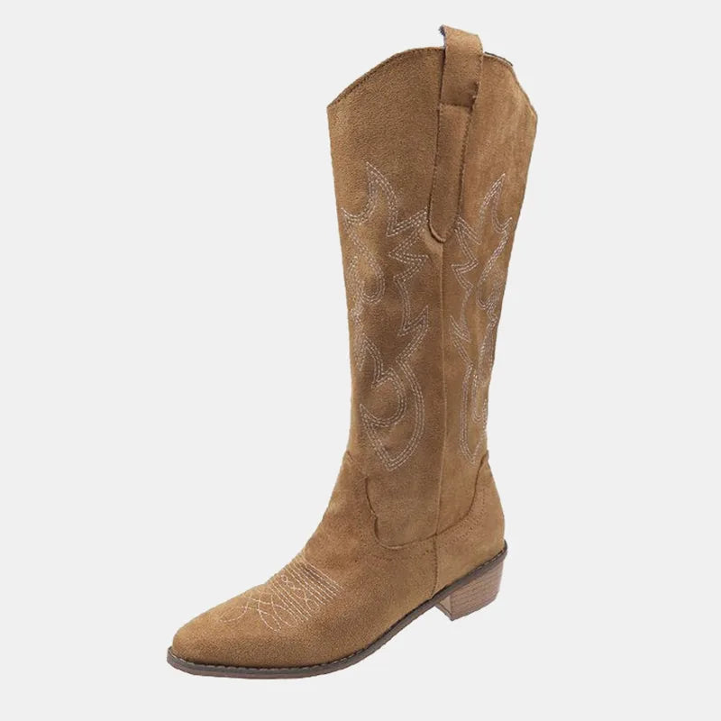 Women’s Embroidered Floral Western Knee-High Boots – main view