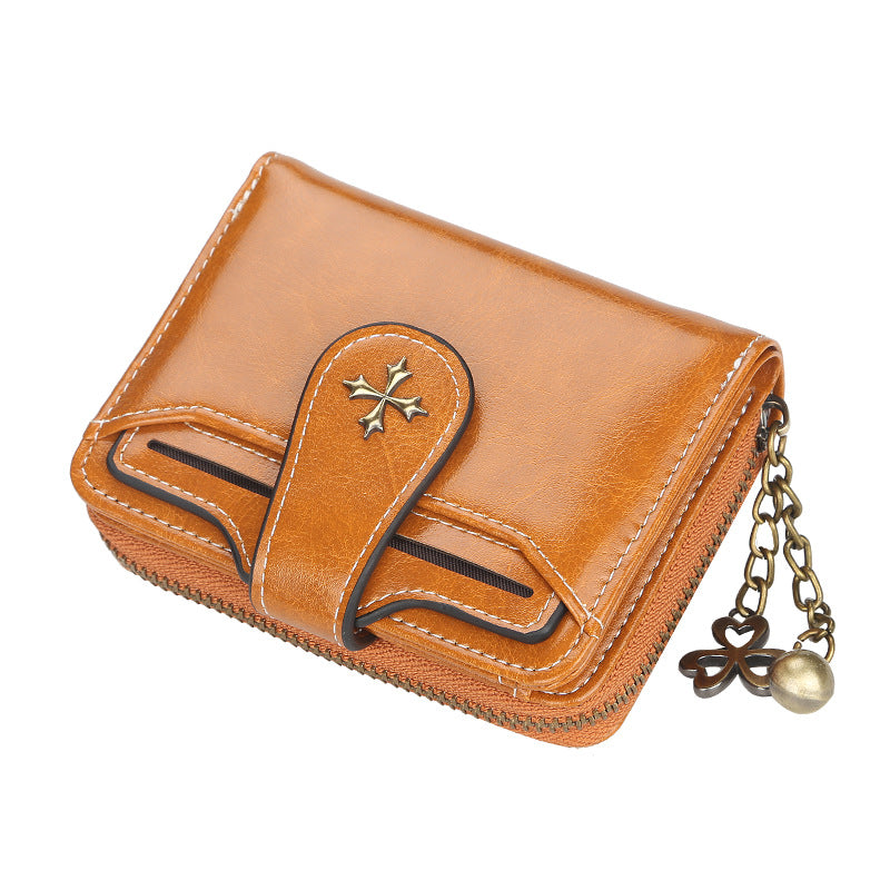 ✠ Women Retro Cross Embellished Chain Small Wallet