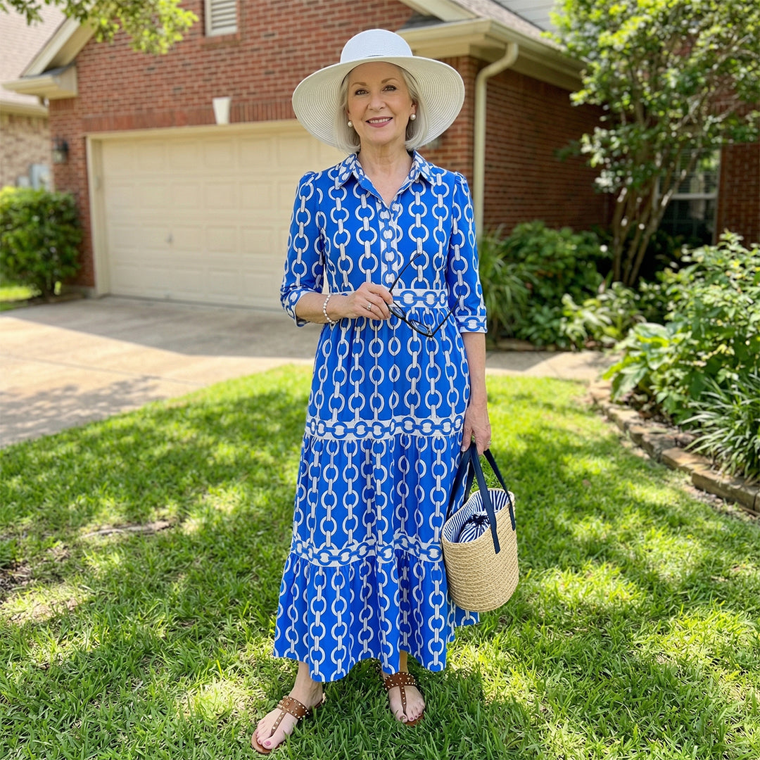 Lapel Printed Dress