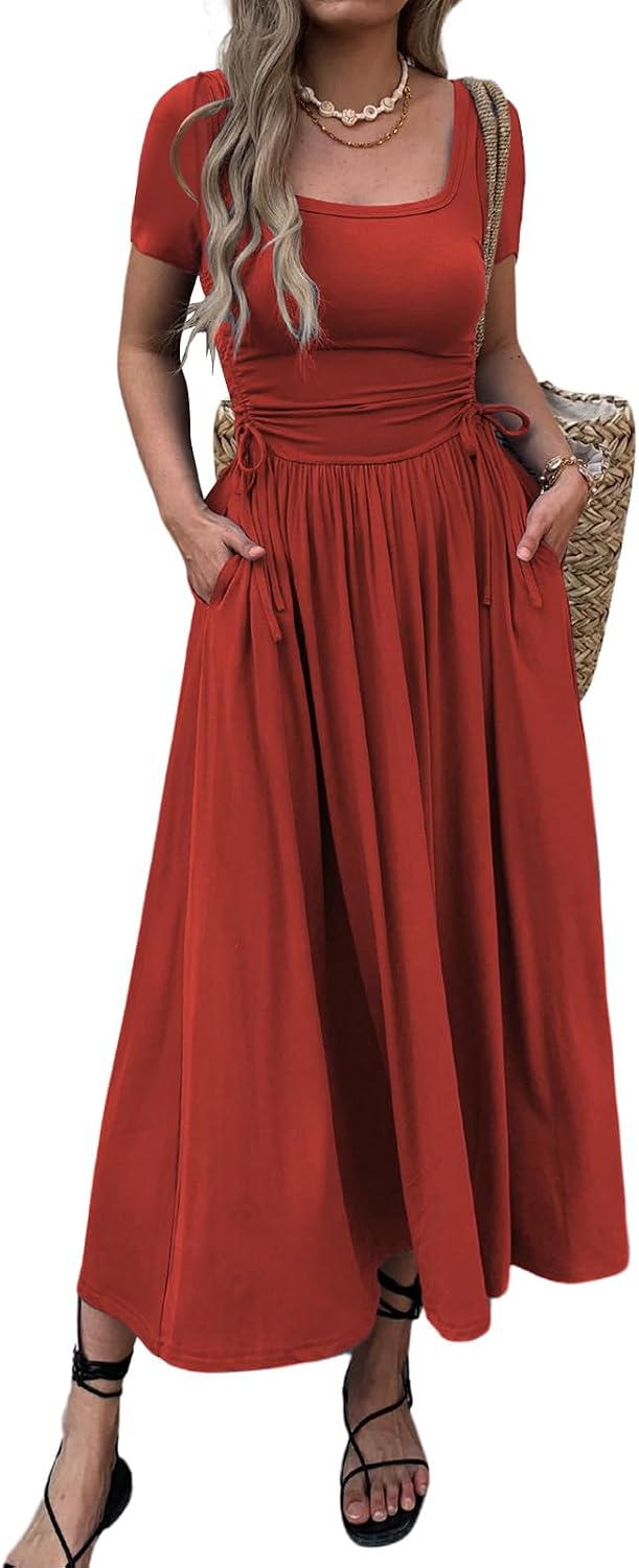 Women's Short Sleeve Maxi Dress Bodycon Long