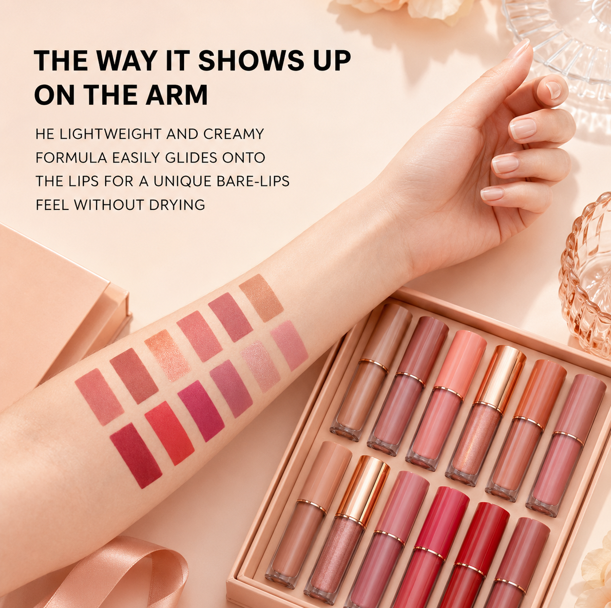 12 Color Matte and Pearlescent Liquid Lipstick Set