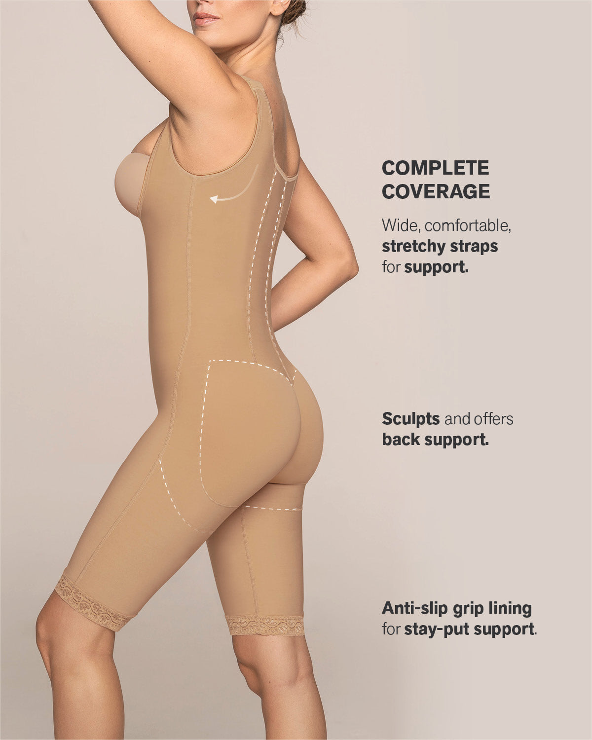 Post-Surgical Short Bottom Girdle with Front Hook-and-Zip Closure. Wide Straps