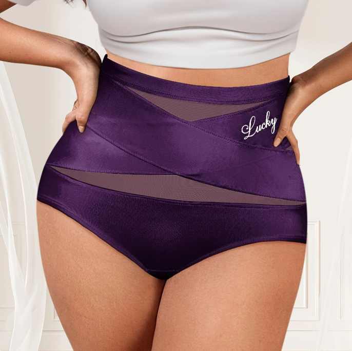Plus-Size High-Waist Cross Tummy Control Panties