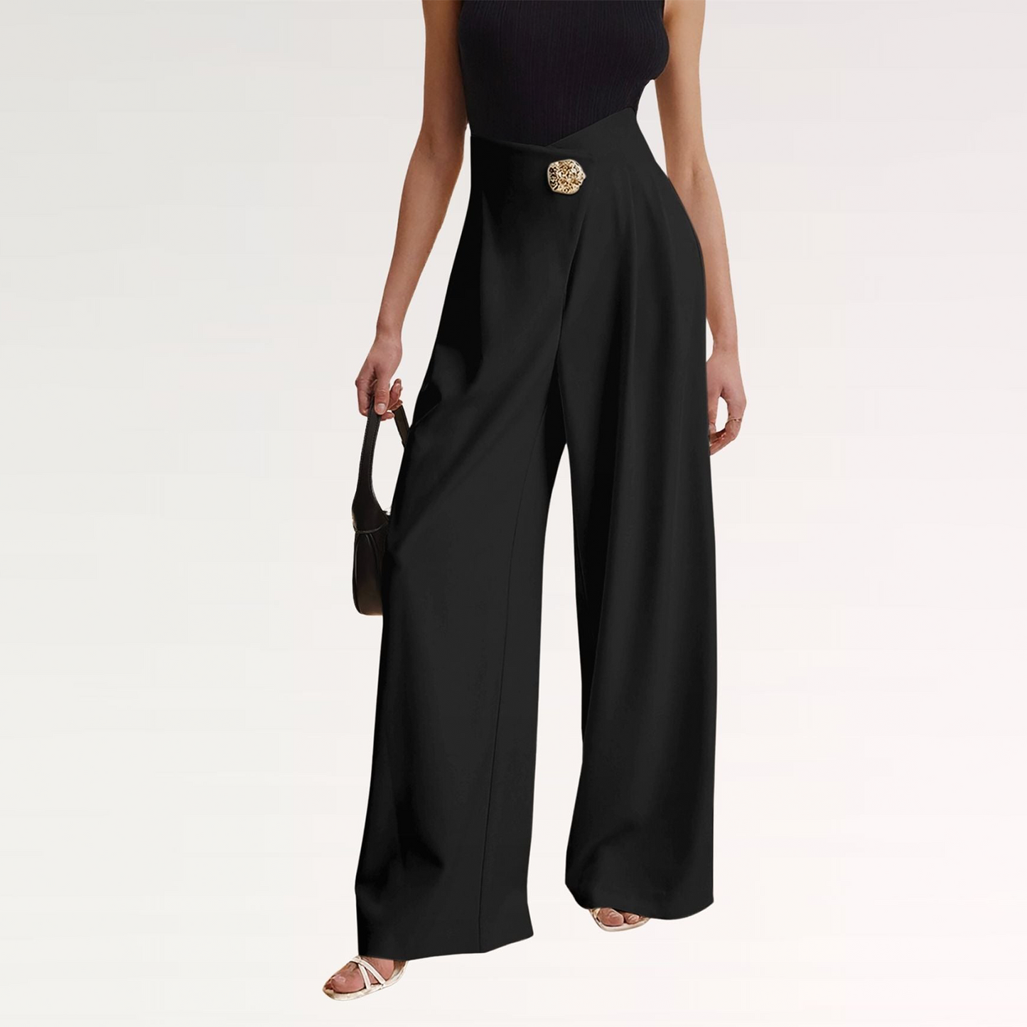 Embellished High-Waist Wide-Leg Pants
