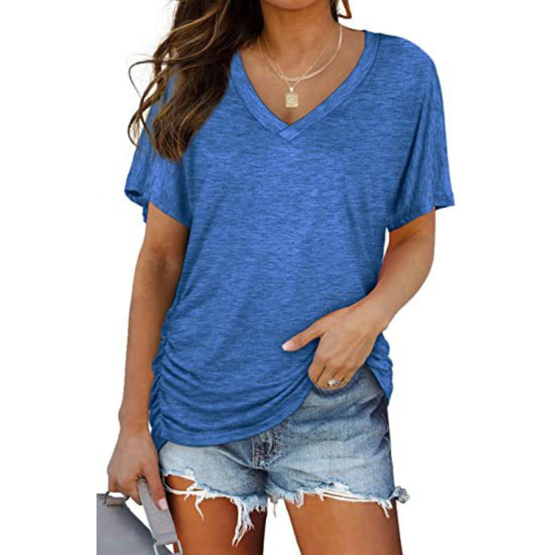 Slimetica - Classic V-Neck Loose Fit Shirt