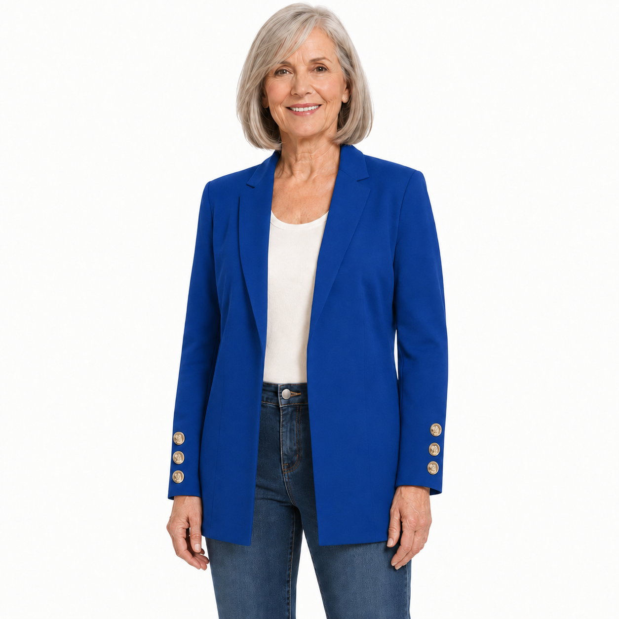 Women's Single-Button Ruched Sleeve Blazer