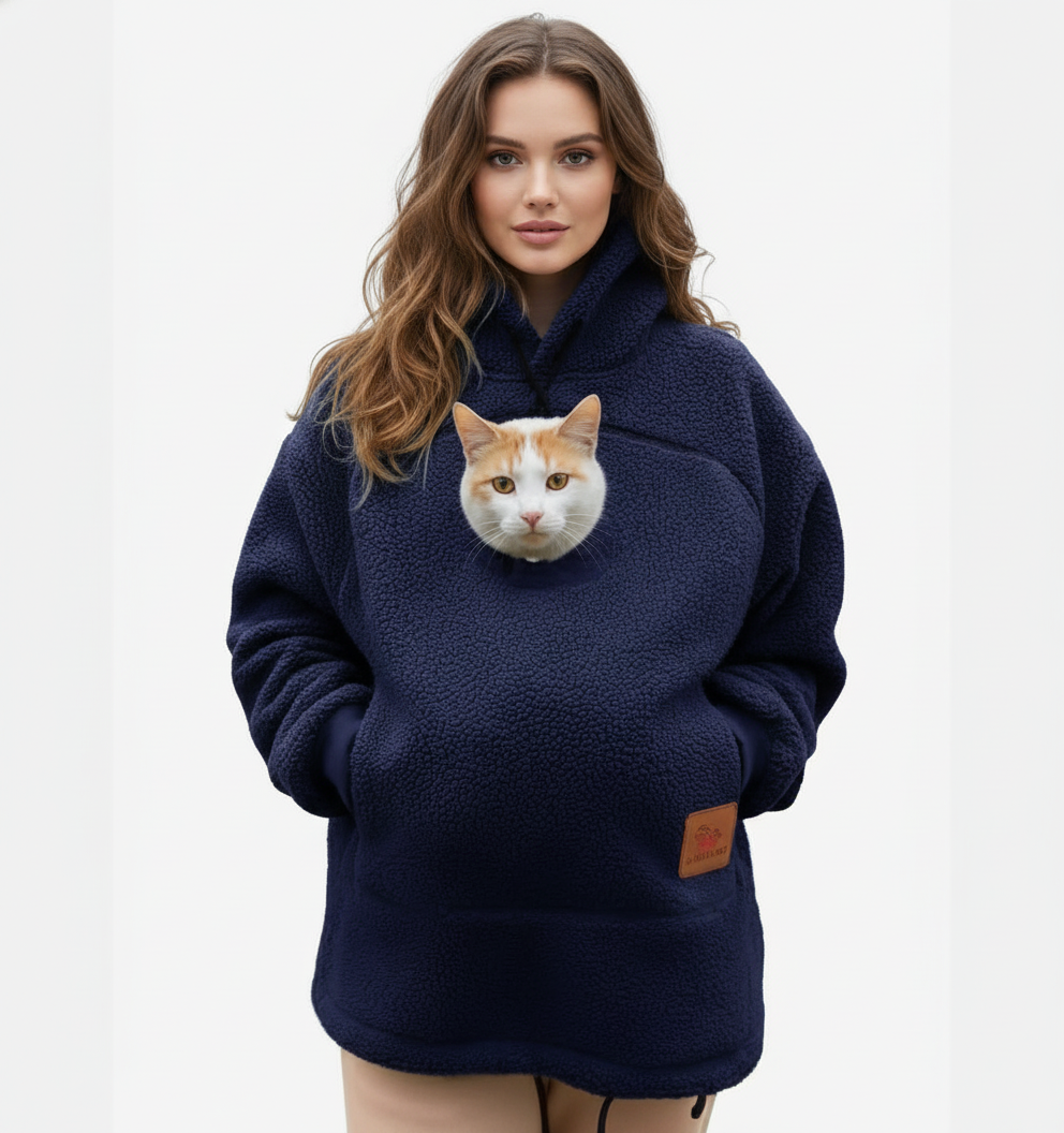 Unisex Oversized Fleece Front Pet Pouch Hoodie