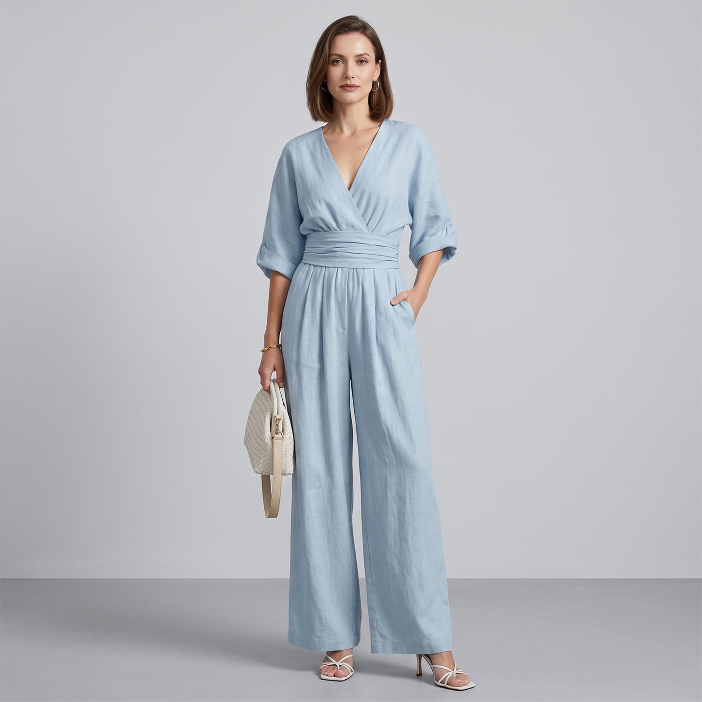 V Neck High Waist One Piece Outfit for Casual Summer Wear