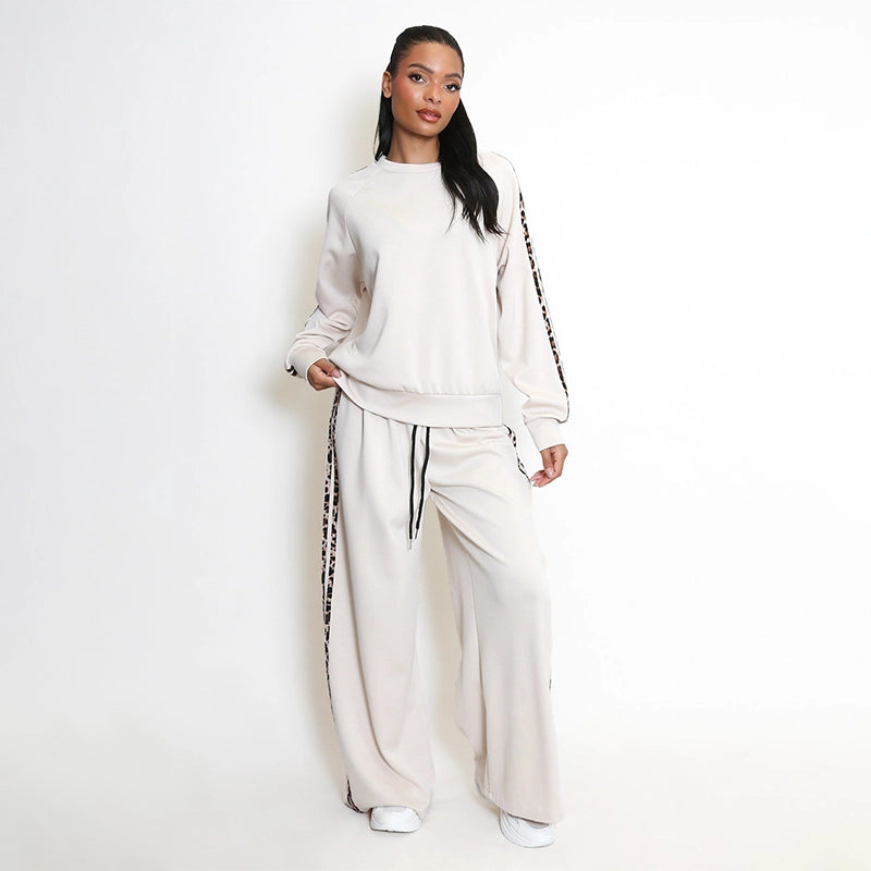 Women’s Leopard Side-Stripe Sweatshirt and Pants Set