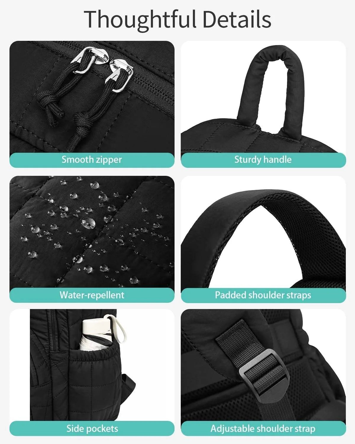 Women’s Quilted Travel Backpack with Multi-Pocket Storage – product image 8