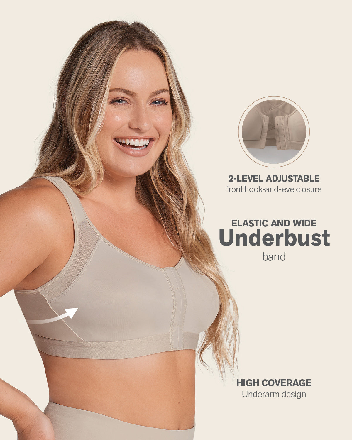 Post-Surgical Wireless Bra with Front Closure