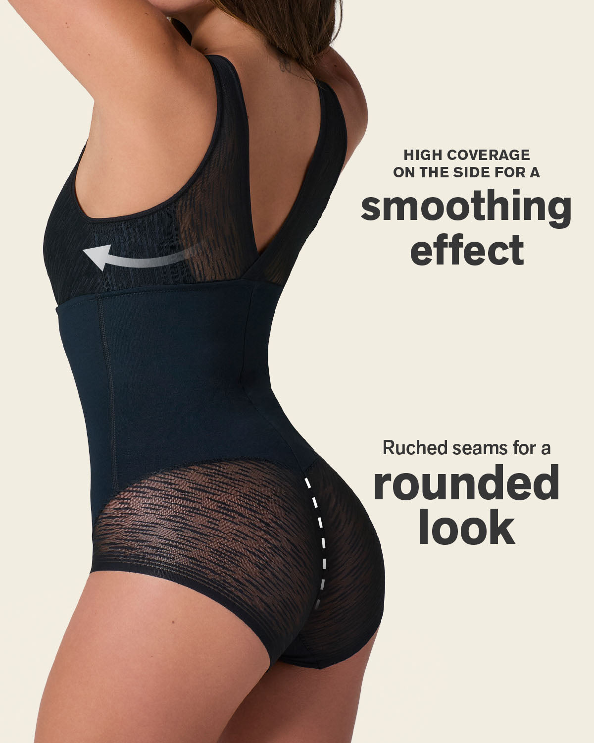 Sheer Stripe Detail Sculpting Bodysuit