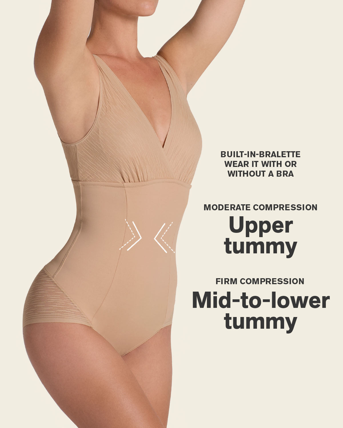 Sheer Stripe Detail Sculpting Bodysuit