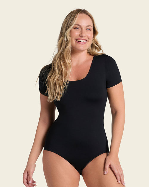 Short Sleeve Round Neck Shaper Bodysuit