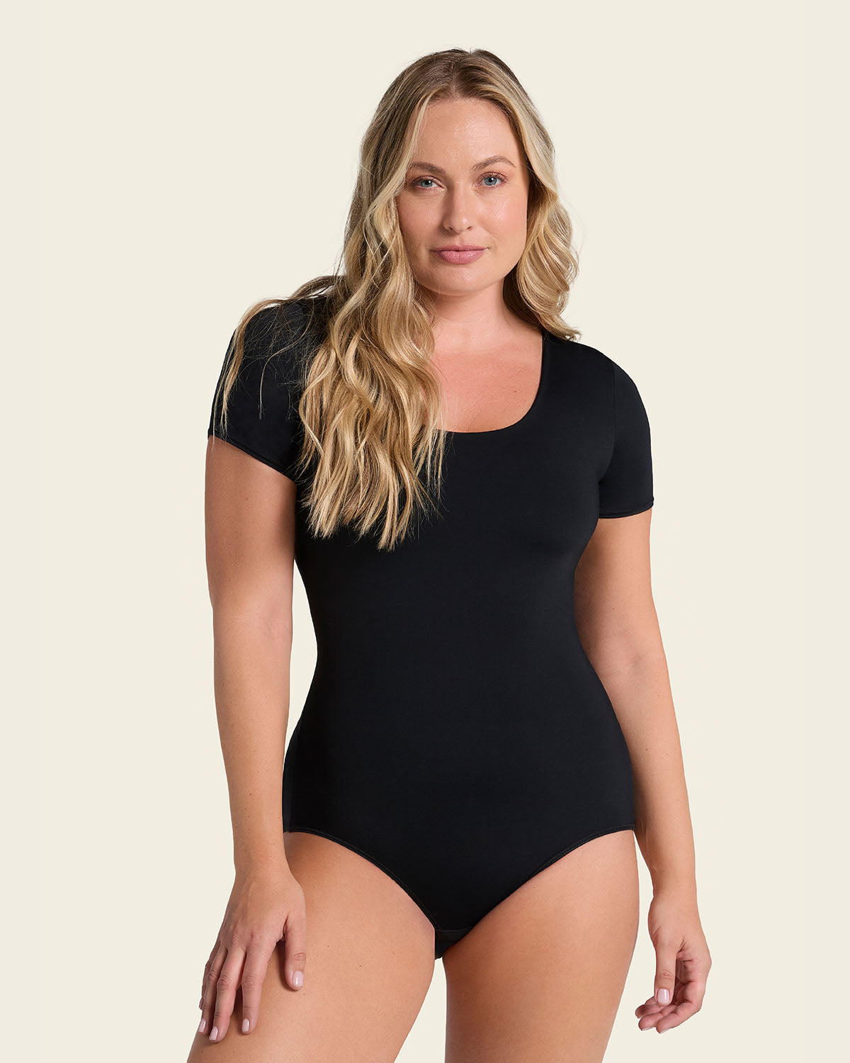 Short Sleeve Round Neck Shaper Bodysuit
