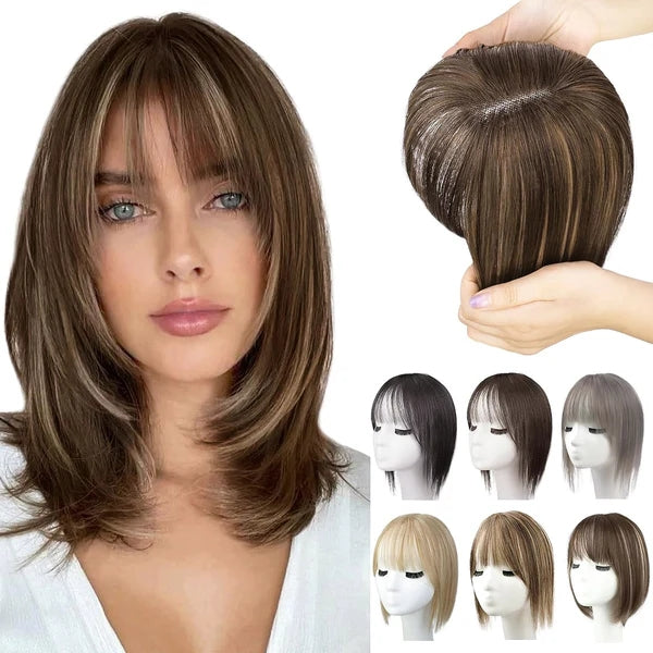 Hair Toppers for Women. 360° 3D Cover Wispy Bangs Hair Pieces for Women.New Upgraded model