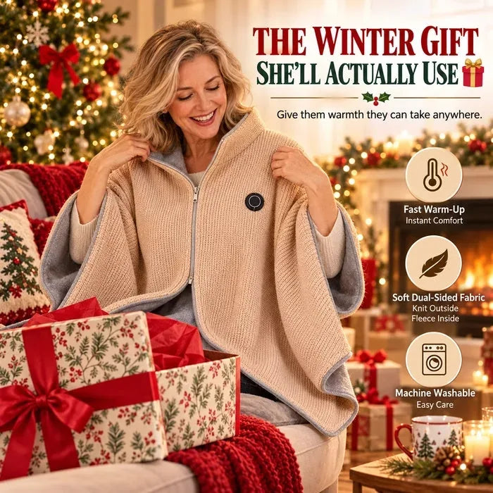 Heated Stand-Collar Shawl for Cool-Weather Layering – image 2