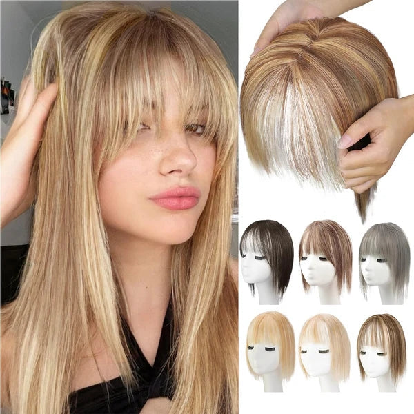 Hair Toppers for Women. 360° 3D Cover Wispy Bangs Hair Pieces for Women.New Upgraded model