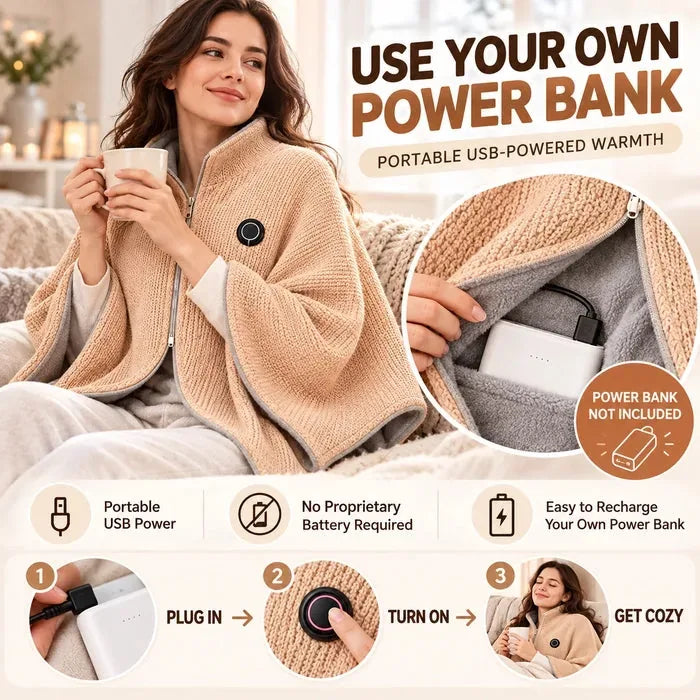 Heated Stand-Collar Shawl for Cool-Weather Layering – image 3