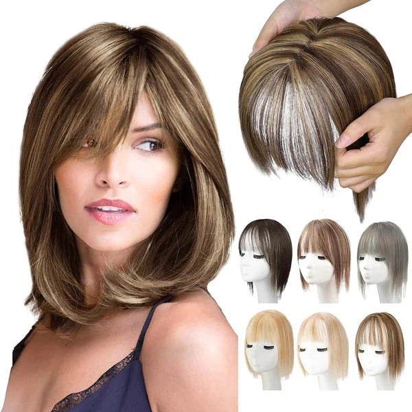 Hair Toppers for Women. 360° 3D Cover Wispy Bangs Hair Pieces for Women.New Upgraded model