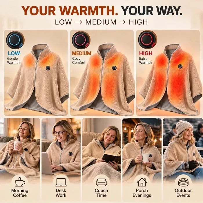 Heated Stand-Collar Shawl for Cool-Weather Layering – image 5