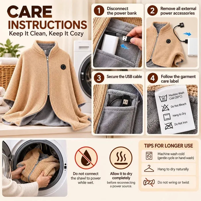 Heated Stand-Collar Shawl for Cool-Weather Layering – image 6