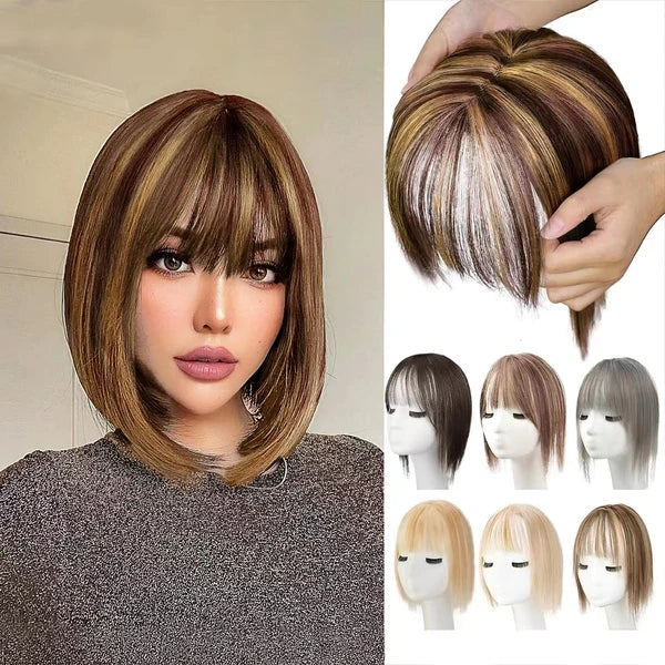 Hair Toppers for Women. 360° 3D Cover Wispy Bangs Hair Pieces for Women.New Upgraded model