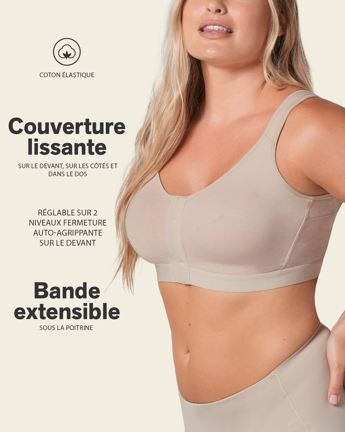 Stretch Cotton Wireless Posture Corrector Bra