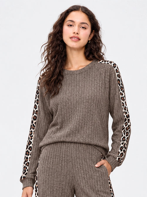 Pattern-Trim Knit Top and Pants Set