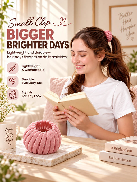 Fabric-Covered Ribbed Ponytail Clips, 5-Piece Set