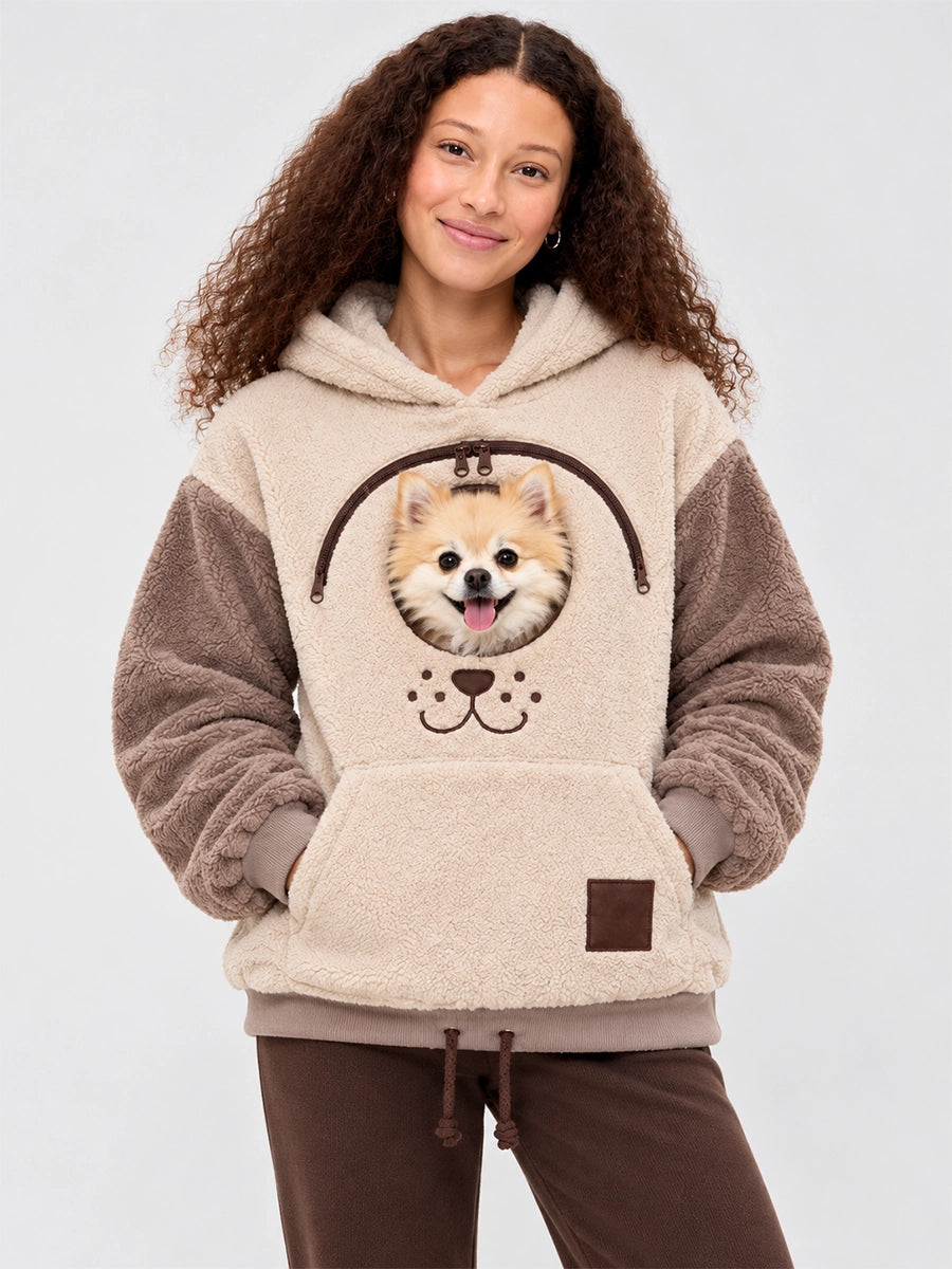 Women’s Fleece Pet-Carrier Hoodie with Front Pouch