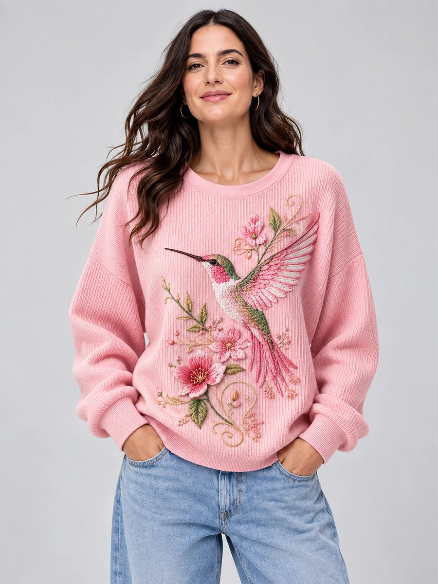 Women's Purple Art-Print Crewneck Sweatshirt