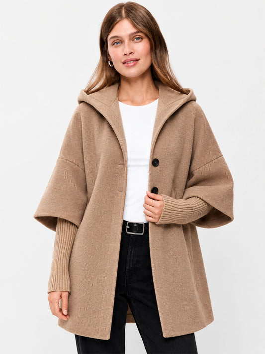Women’s Faux Two-Piece Hooded Jacket for Casual Layering
