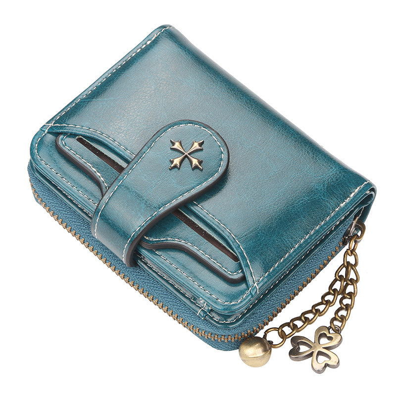 ✠ Women Retro Cross Embellished Chain Small Wallet