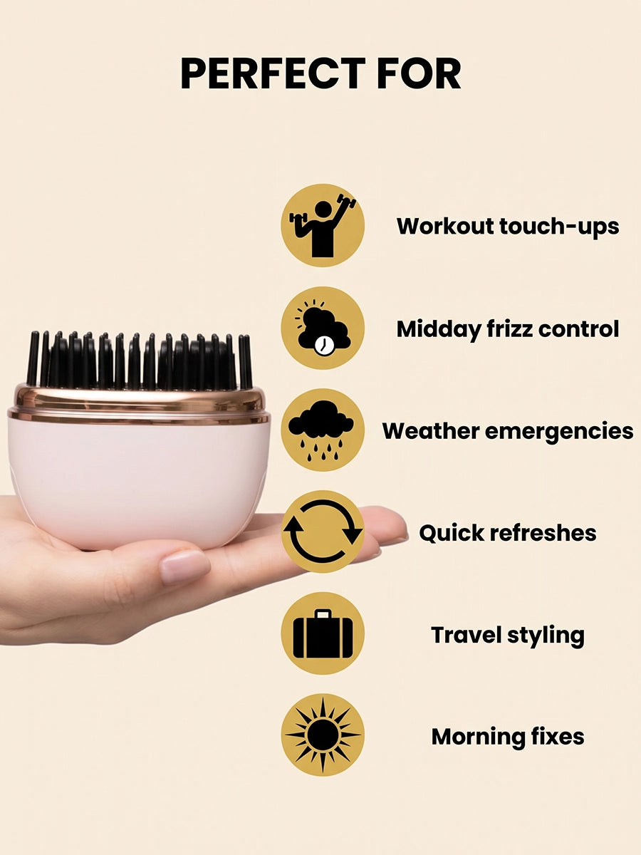 Mini Cordless Heated Straightening Brush for Hair Touch-Ups
