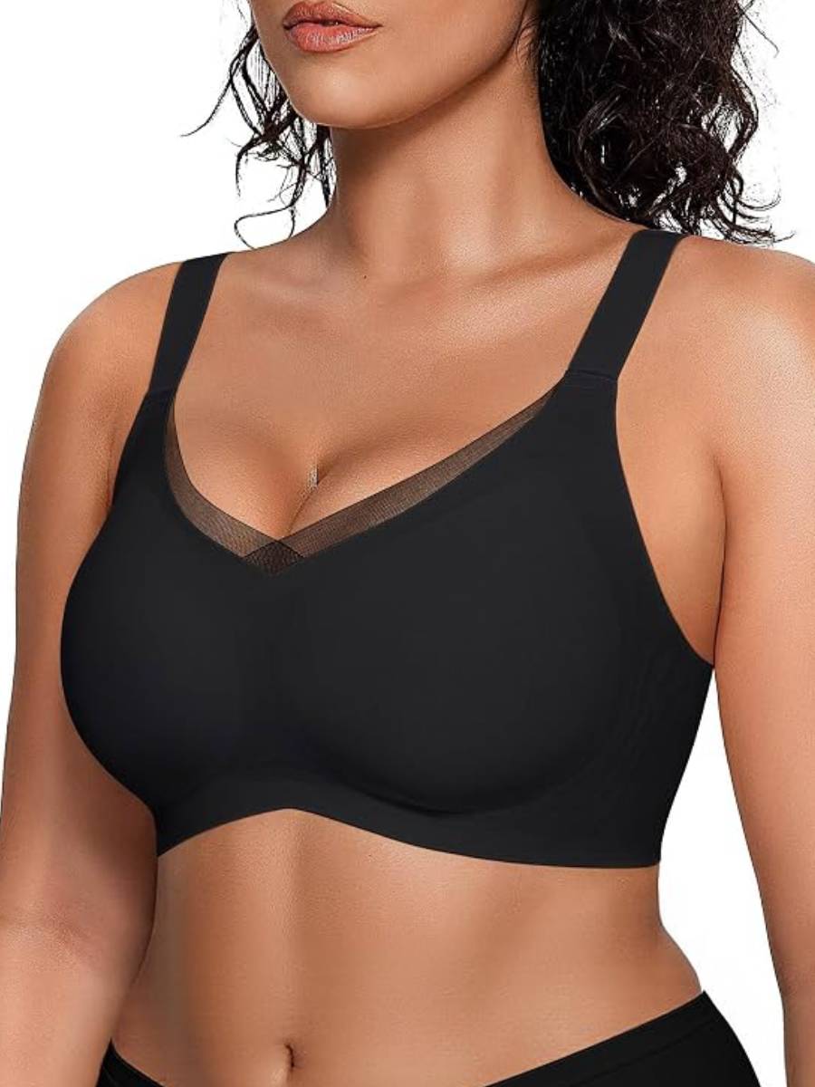 Women's Seamless Lace-Edge Wireless Bra for Everyday Comfort