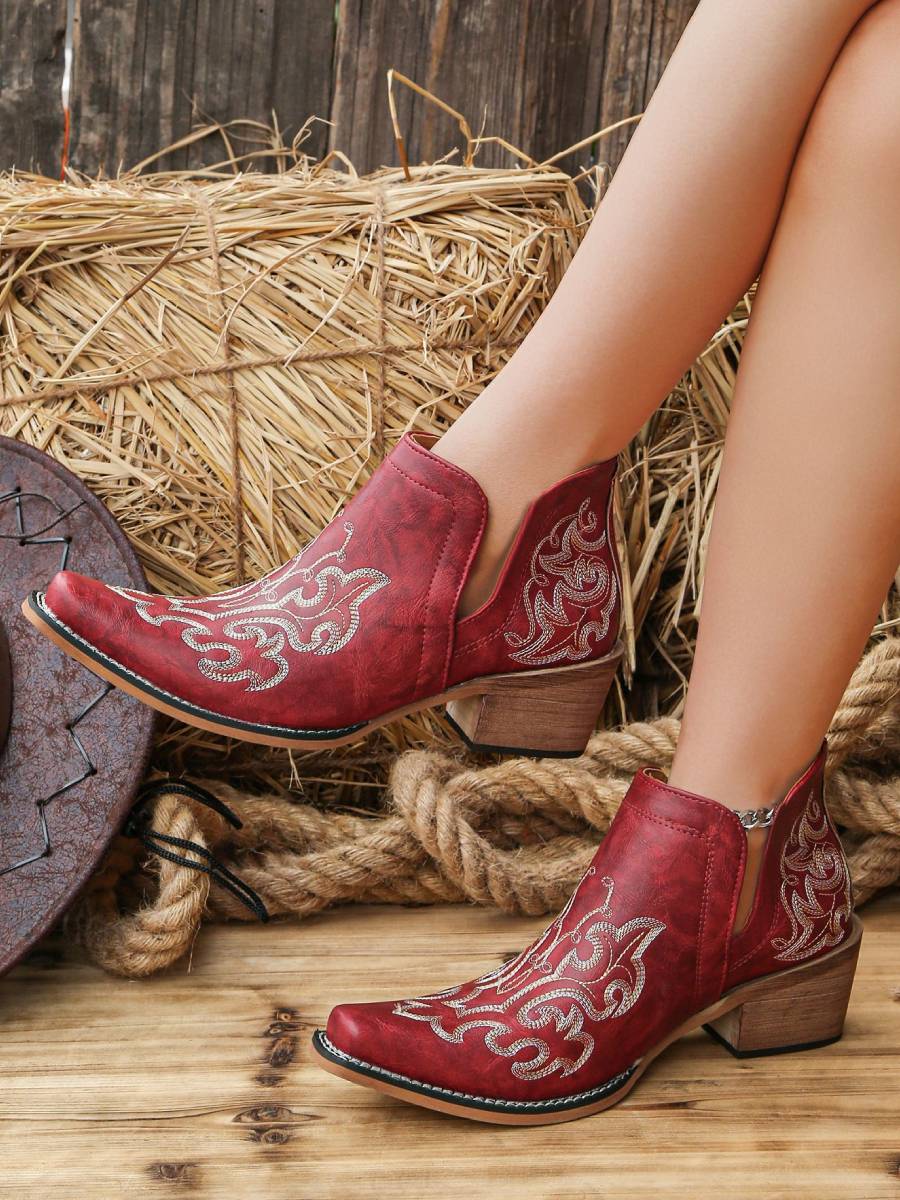 Women's Embroidered Western Ankle Boots