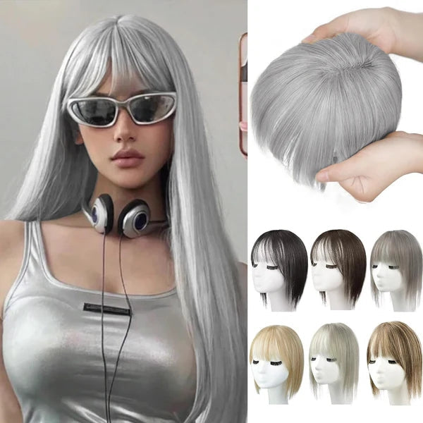 Hair Toppers for Women. 360° 3D Cover Wispy Bangs Hair Pieces for Women.New Upgraded model
