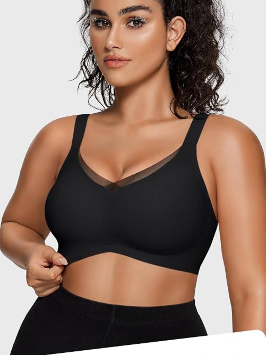 Women's Seamless Lace-Edge Wireless Bra for Everyday Comfort