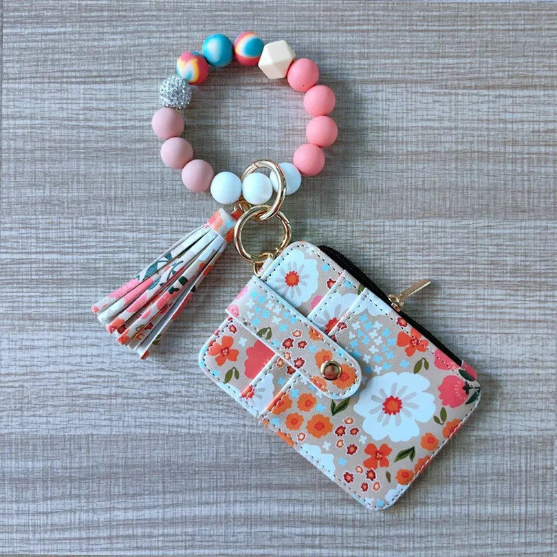 Beaded Wristlet Card Holder Wallet