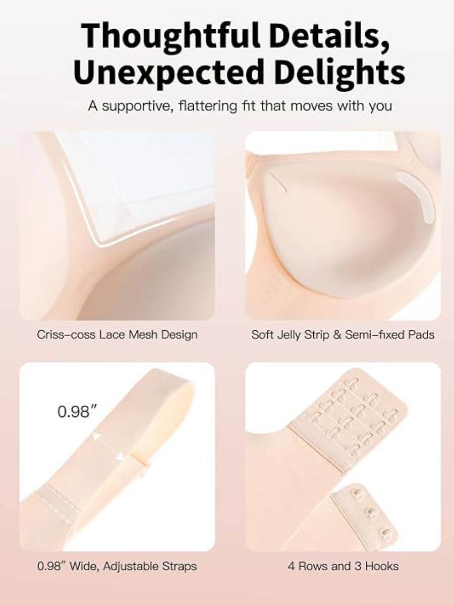 Women's Seamless Lace-Edge Wireless Bra for Everyday Comfort