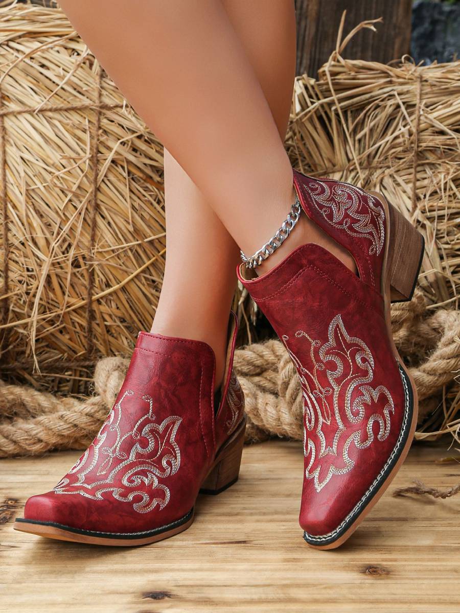 Women's Embroidered Western Ankle Boots