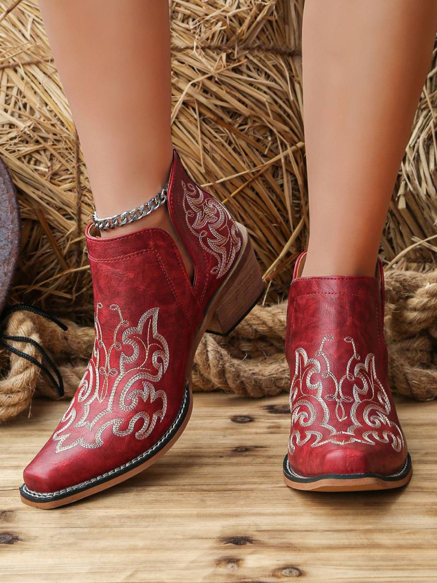 Women's Embroidered Western Ankle Boots