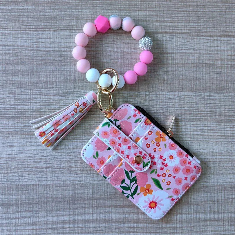 Beaded Wristlet Card Holder Wallet