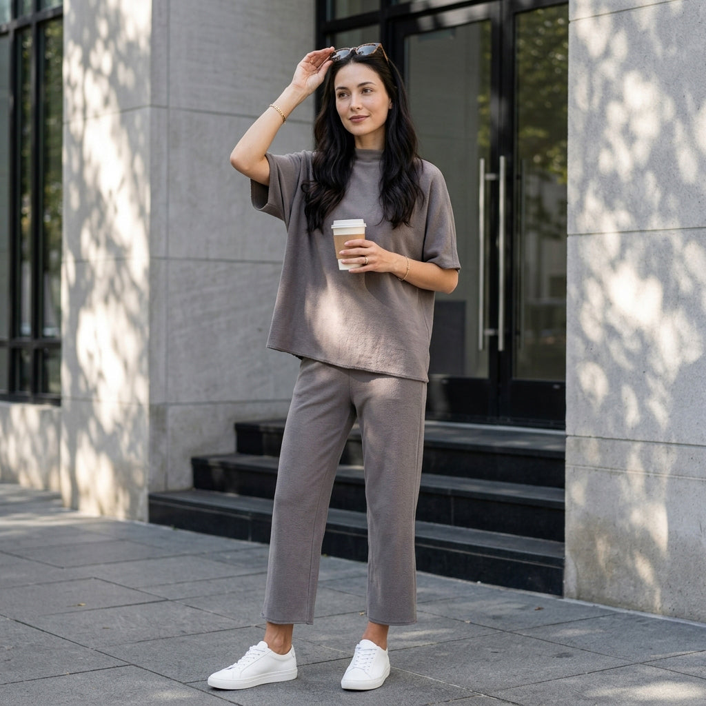 3/4 Batwing Sleeve Top & Wide Leg Pants Loungewear Set