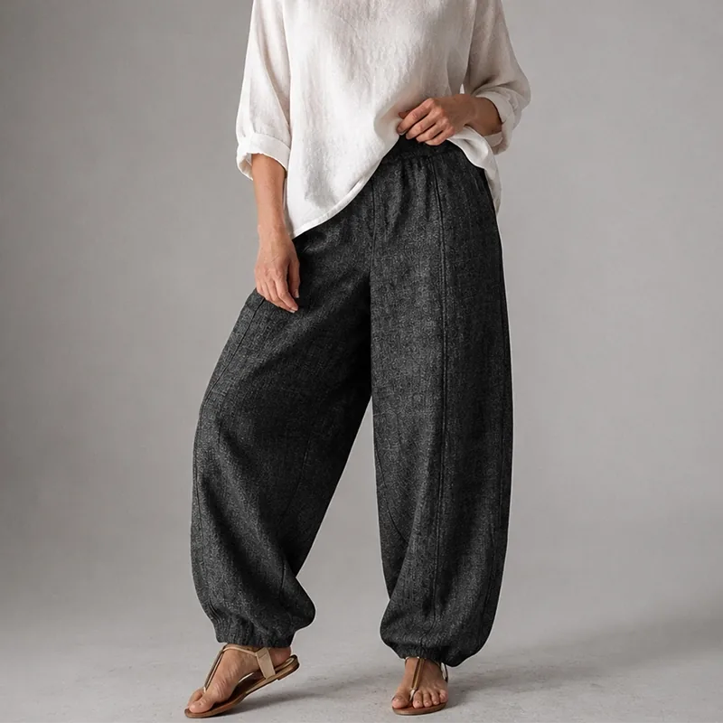 Women’s Gray High-Waist Wide-Leg Pants