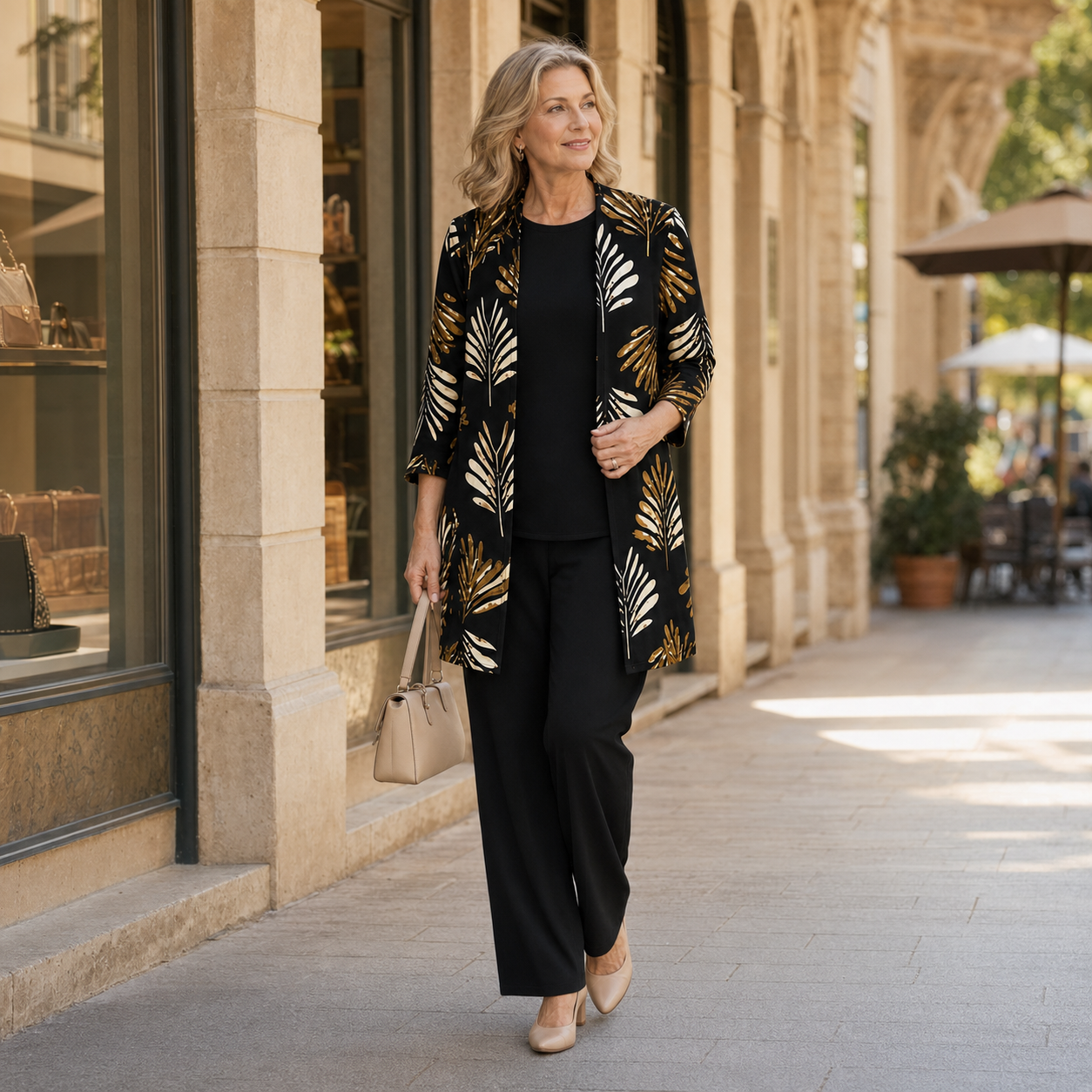 Women's Casual 3-Piece Essentials Set with Botanical Print
