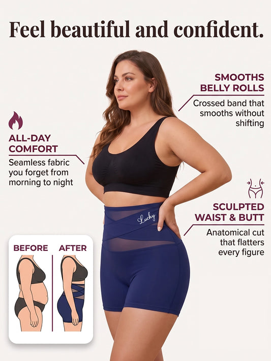 Women's High-Waist Crossover Shaping Boxer Briefs