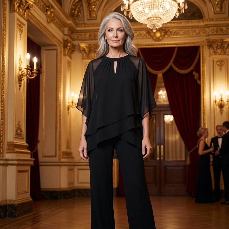 Elegant Asymmetrical Two-Piece Pant Set