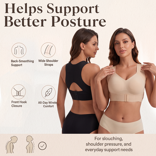 Front-Closure Cross-Back Wireless Support Bra